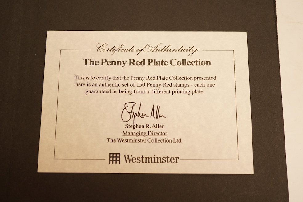The Penny Red Plate Collection and The 1875-81 Halfpenny Plate Collection, both with Westminster Collection certificates, in two albums